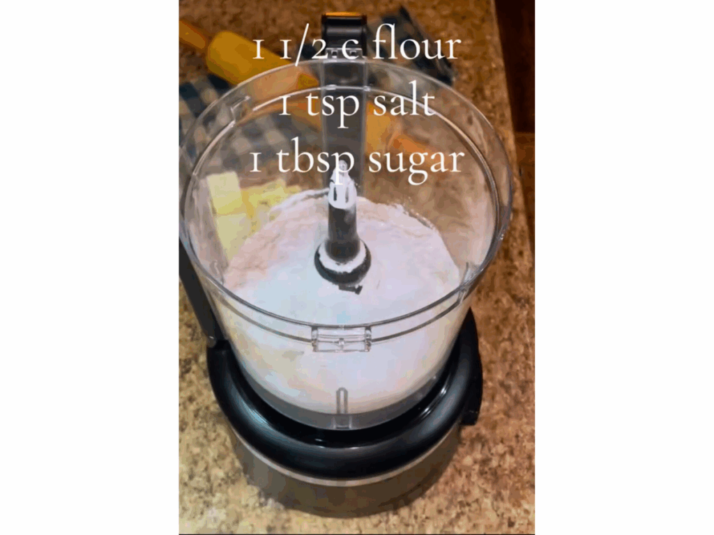 ingredients in a food processor to make the perfect pie crust