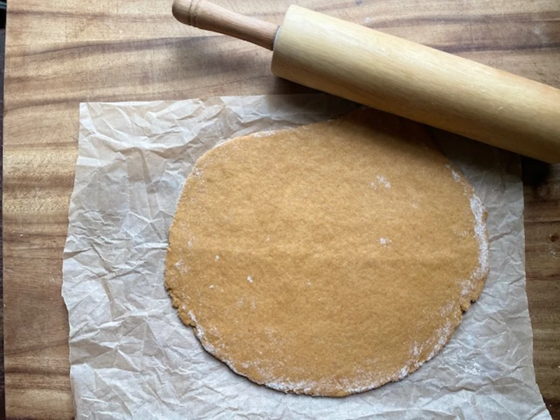 dough rolled out for simple homemade dog treats
