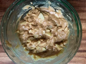 Apples folded into batter