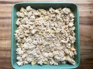 chai spiced apple crisp ready for the oven