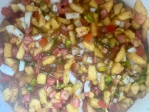 Peach salsa with tomatoes