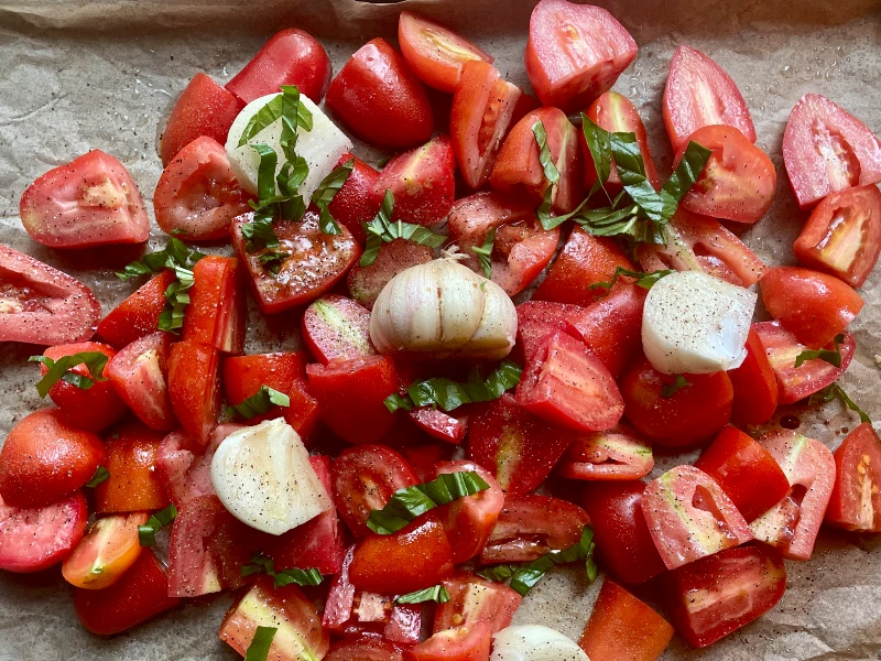 fresh tomatoes ready for roasting