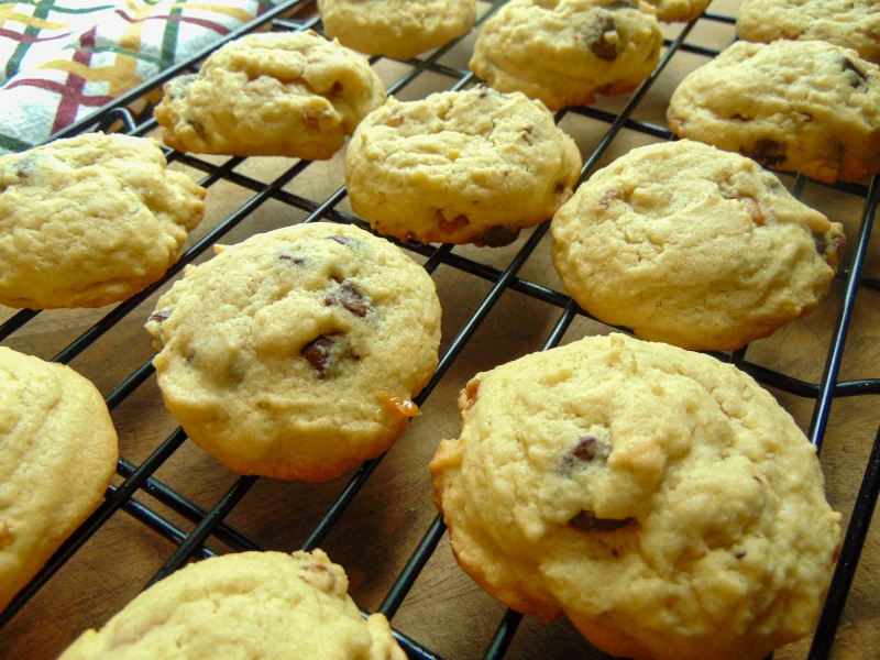 pecan chocolate chip cookies with caramel