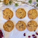 oatmeal cranberry cookies looking festive with cranberries