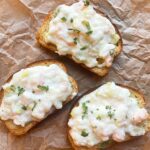 shrimp Rangoon toast on garlicy baguette