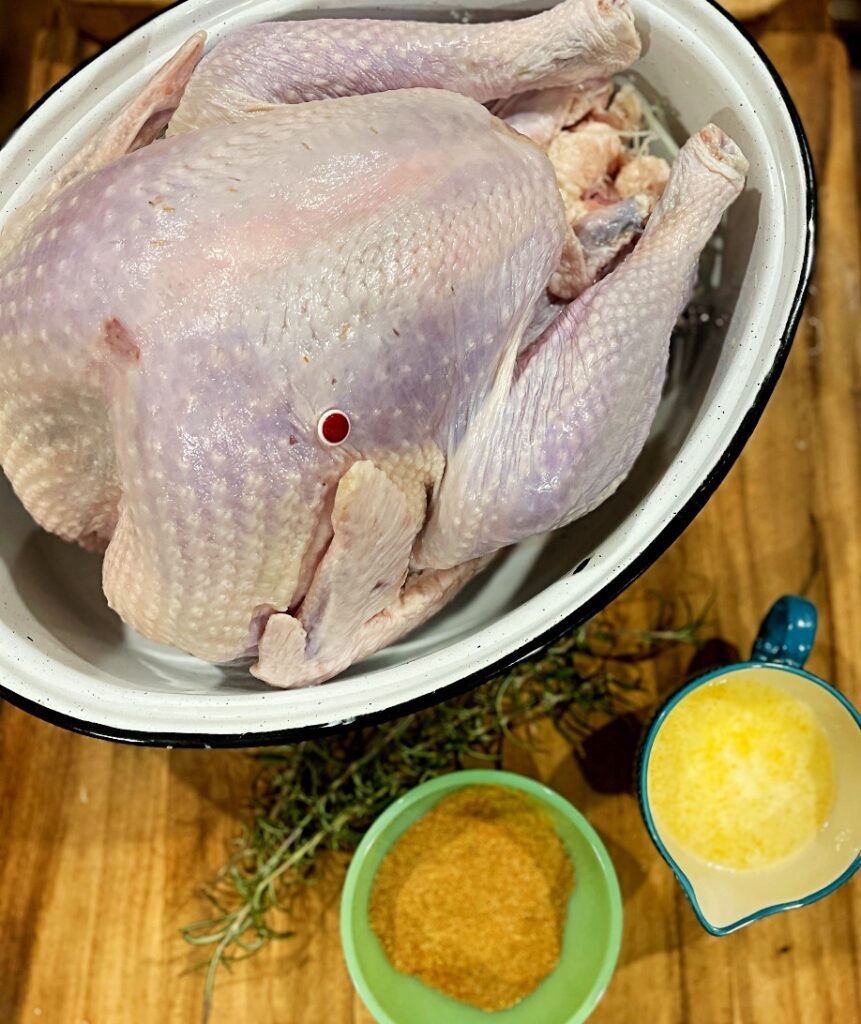 turkey with melted butter and spices