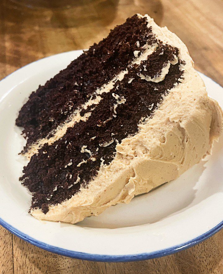 chocolate cake with peanut butter frosting