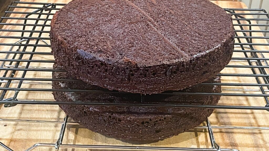 chocolate cake with peanut butter frosting
