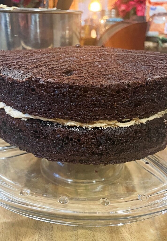 chocolate cake with peanut butter frosting