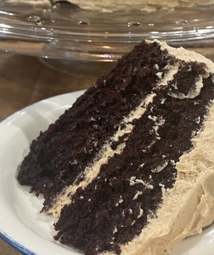 chocolate cake with peanut butter frosting