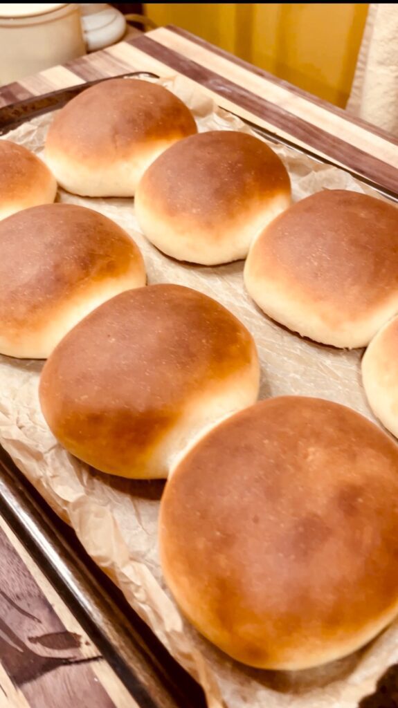 freshly baked hamburger buns