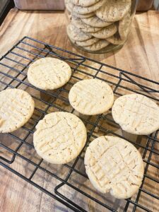 Freshly baked sourdough discard peanut butter cookies