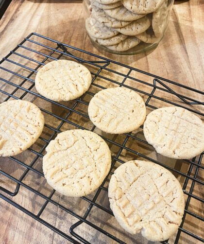 Freshly baked sourdough discard peanut butter cookies