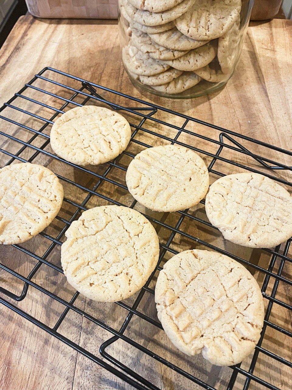 Freshly baked sourdough discard peanut butter cookies