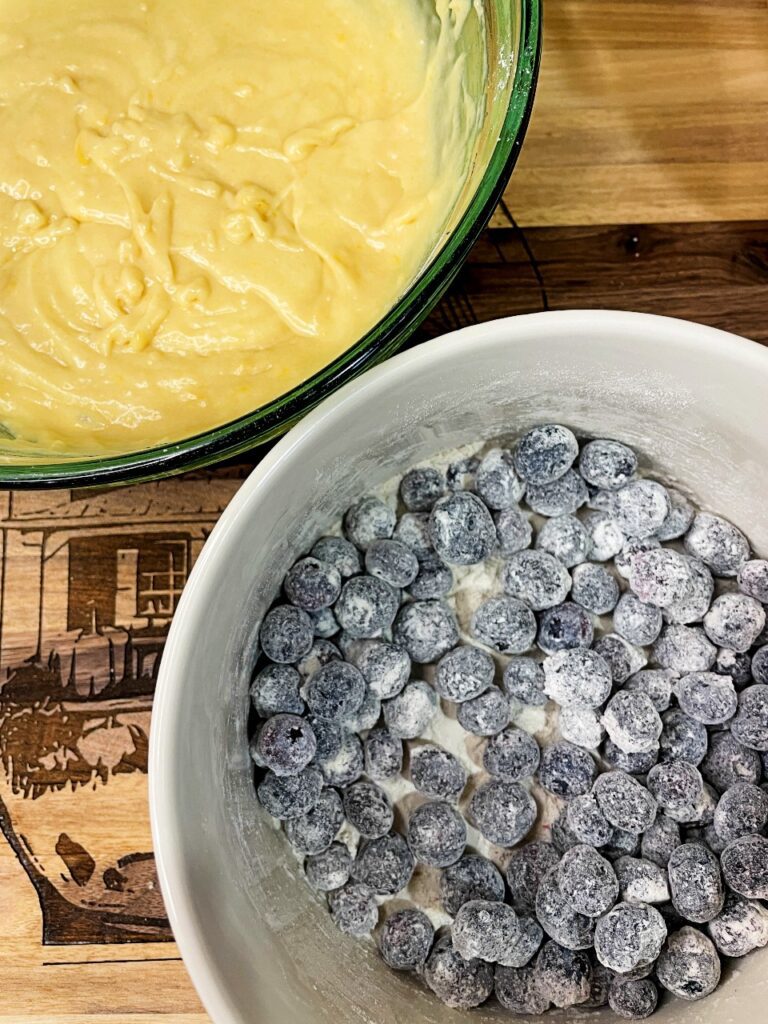 frozen blueberries tossed in flour