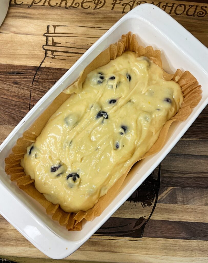 lemon blueberry loaf ready for baking